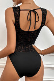 Black V Neck Lace Sleeveless Bodysuit