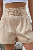Khaki Smocked Shorts with Belt