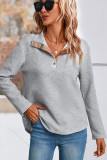 Grey Buttoned Quilted Sweatshirt
