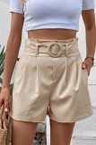 Khaki Smocked Shorts with Belt
