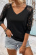 Black V Neck Lace Sleeves Top