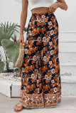 High Waist Flower Print Wide Leg Pants