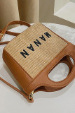 Straw Plait Leather Crossbody Bag