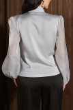 V Neck Wrapped Mesh Sleeves Top