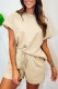 Apricot 2pcs Solid Textured Drawstring Shorts Set