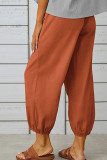 Plain Pockets Elastic Waist Buttom Hem Joggers