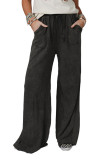 Gray Mineral Washed Drawstring Retro Wide Leg Pants