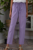 Plain Pockets Elastic Waist Jogger