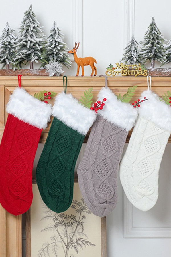 Cable Knit Fur Splicing Christmas Socks MOQ 3pcs