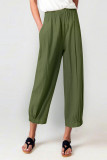 Plain High Waist Elastic Waist Loose Pants