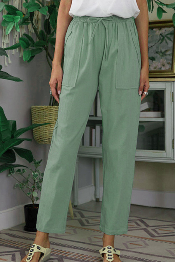 Plain Pockets Elastic Waist Jogger