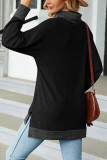 Plain Turtleneck Long Sleeve Splicing Top