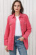 Pink Buttoned Flap Pocket Corduroy Jacket
