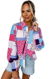 Rose Mixed Print Button Front Cuffed Sleeve Shirt