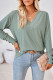 Plain V Neck Buttoned Cuff Jacquard Long Sleeves Top