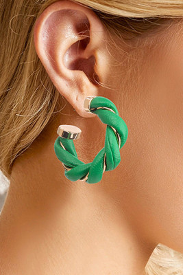 Green PU Cable Earrings MOQ 5pcs