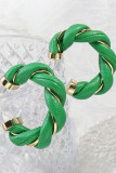 Green PU Cable Earrings MOQ 5pcs