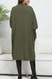 Plain Slope Shoulder Pockets Open Knit Cardigan