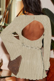 Back Hollow Out Ribbed Ruffle Dress