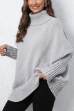Plain Turtle Neck Cap Sleeves Sweater