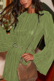 Back Hollow Out Ribbed Ruffle Dress