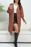 Plain Slope Shoulder Pockets Open Knit Cardigan