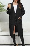 Plain Slope Shoulder Pockets Open Knit Cardigan