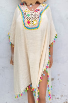 Crochet Knit Lace Splicing Fringe Kimono