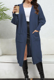 Plain Slope Shoulder Pockets Open Knit Cardigan