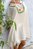 Crochet Knit Lace Splicing Fringe Kimono