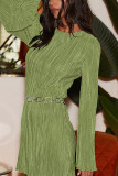 Back Hollow Out Ribbed Ruffle Dress