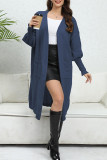 Plain Slope Shoulder Pockets Open Knit Cardigan