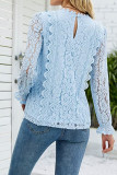 Lace Flower Jacquard V Neck Top