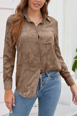 Plain Button Up Jacquard Shirt