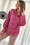 Rose Abstract Print Button Up Long Sleeve Shirt