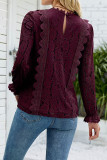 Lace Flower Jacquard V Neck Top