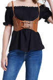 Spaghetti Buckle Leather Corset