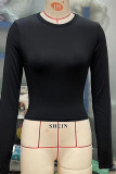 Plain Slim Fit Top with Thumb Hole