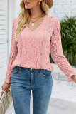 Lace Flower Jacquard V Neck Top
