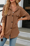Plain Open Button Jacquard Shacket