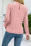 Lace Flower Jacquard V Neck Top