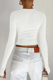 Plain Slim Fit Top with Thumb Hole