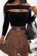 High Waist Leather Ruffle Hem Short Skirt Dress