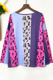 Leopard Color Block Plus Size Top