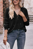 Plain V Neck Buttoned Hoodies