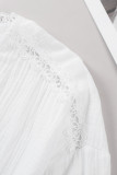 White Lace Trim Applique Crinkle Cotton Shirt