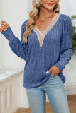 Ribbed Knitting V Neck Long Sleeves Top