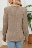 Ribbed Knitting V Neck Long Sleeves Top