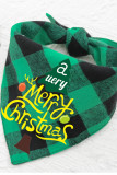 Merry Christmas Plaid Dog Scarf Bandage
