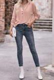 Plain V Neck Buttoned Hoodies